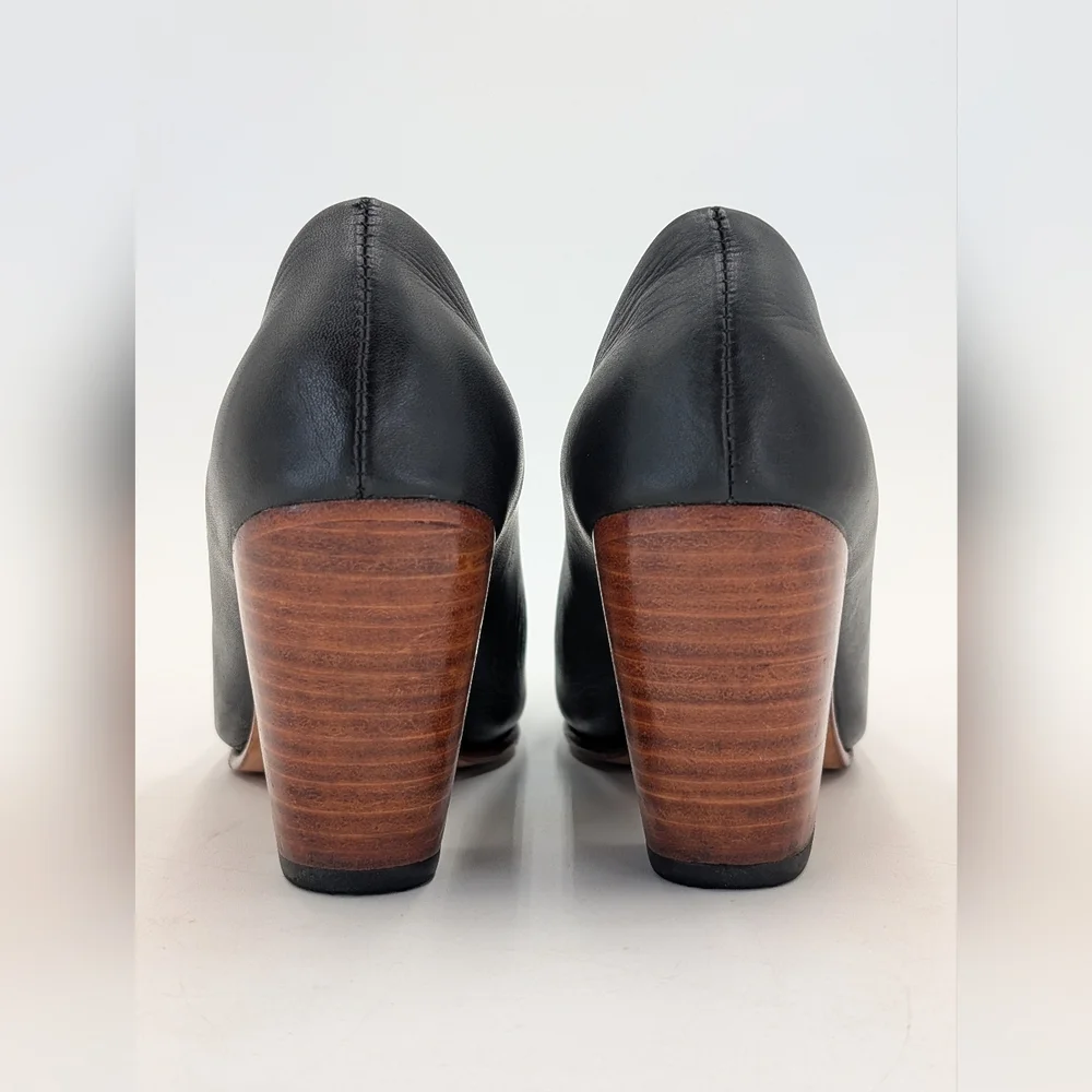 Nisolo Austin Bootie Size 7.5 Noir Black Genuine Leather With Wood Block Heels